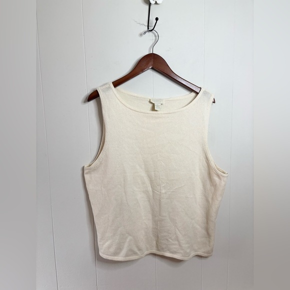 J Jill light tan neutral cream soft 100% cashmere knit sweater tank size XL - Picture 1 of 3